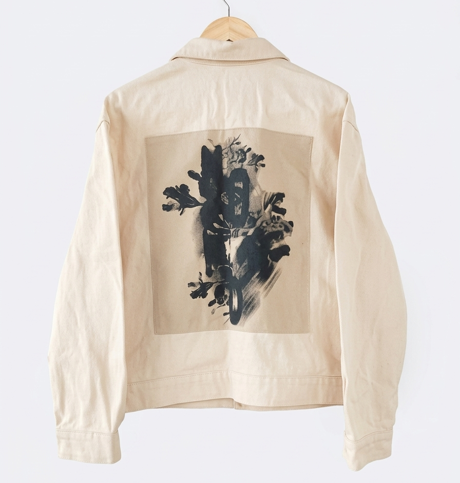 Casaca Oversize Jean Crema Crop Talla XS